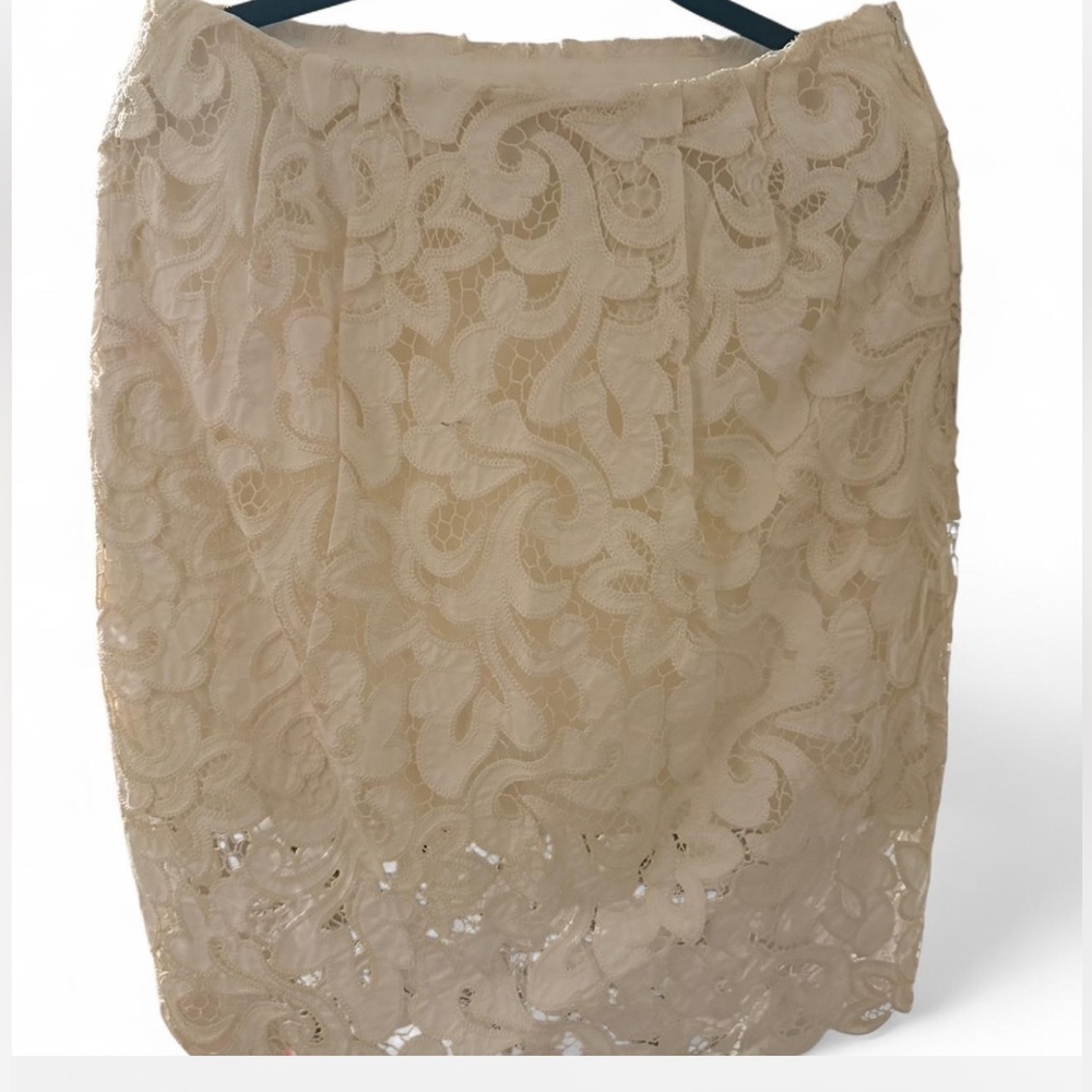 Dries Van Noten Cream Lace Pencil Skirt